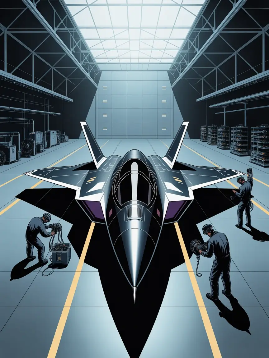Fighter Jet in Hangar