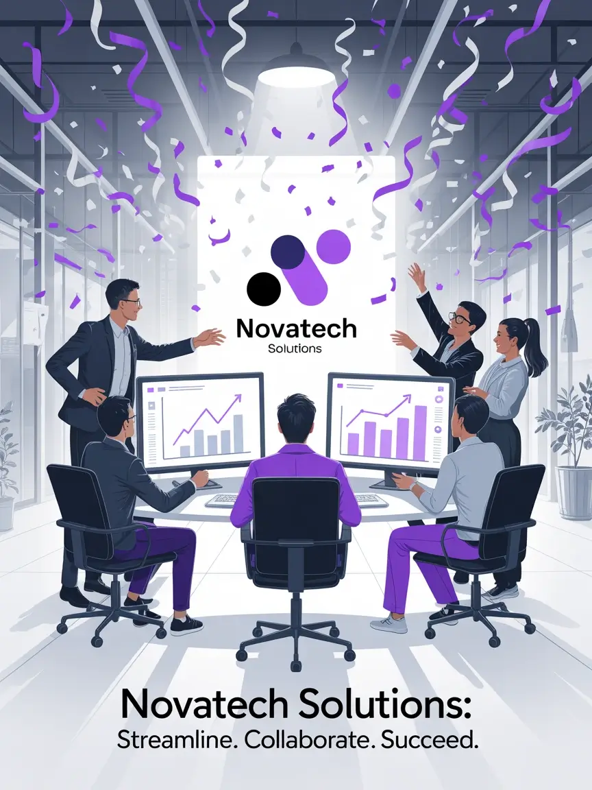 Team celebrating success with Novatech Solutions